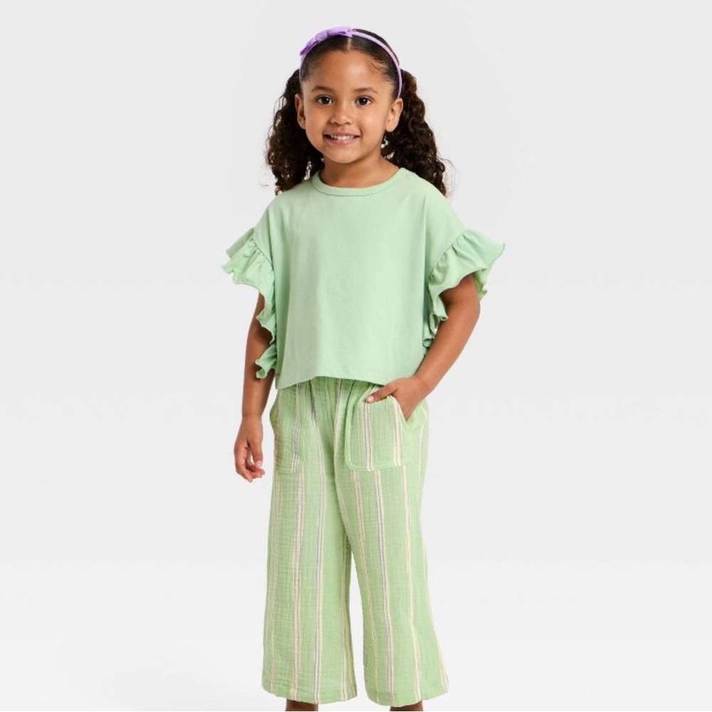 Grayson Mini Toddler Girls' Striped Guaze T-Shirt and Pant Set